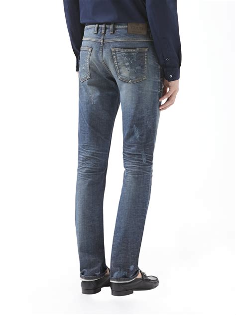 gucci blue denim jeans|gucci men's skinny jeans.